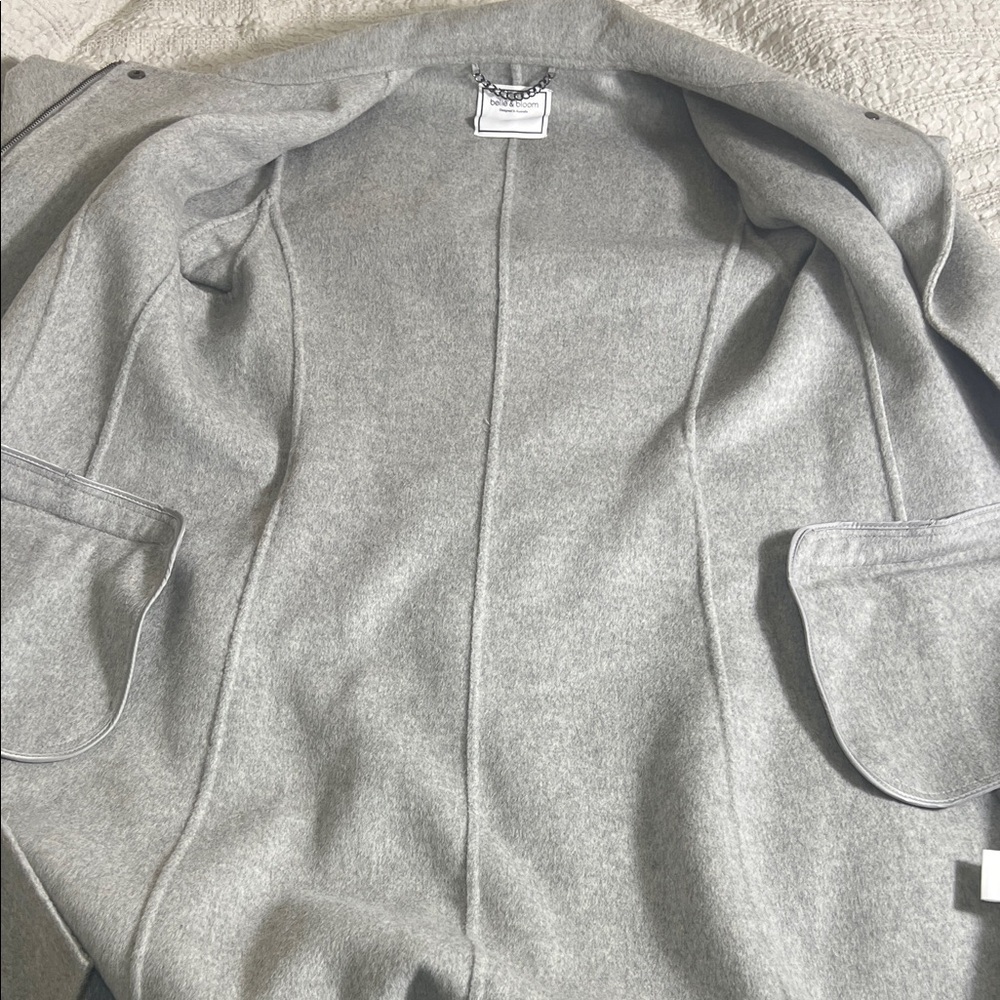 Belle & Bloom Gray Trench Coat wool blend size S - Picture 11 of 15